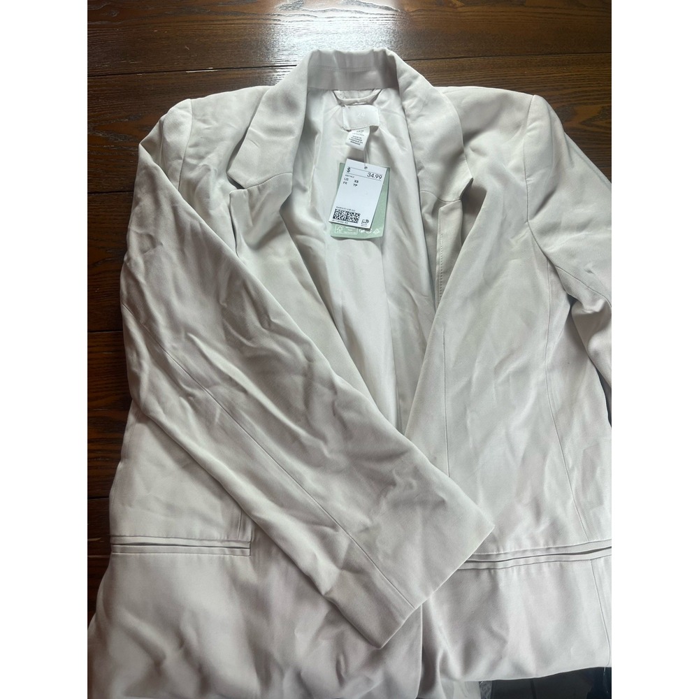 NEW H&M Beige Cream Oversized Women's Blazer XS Pocket Coat NWT